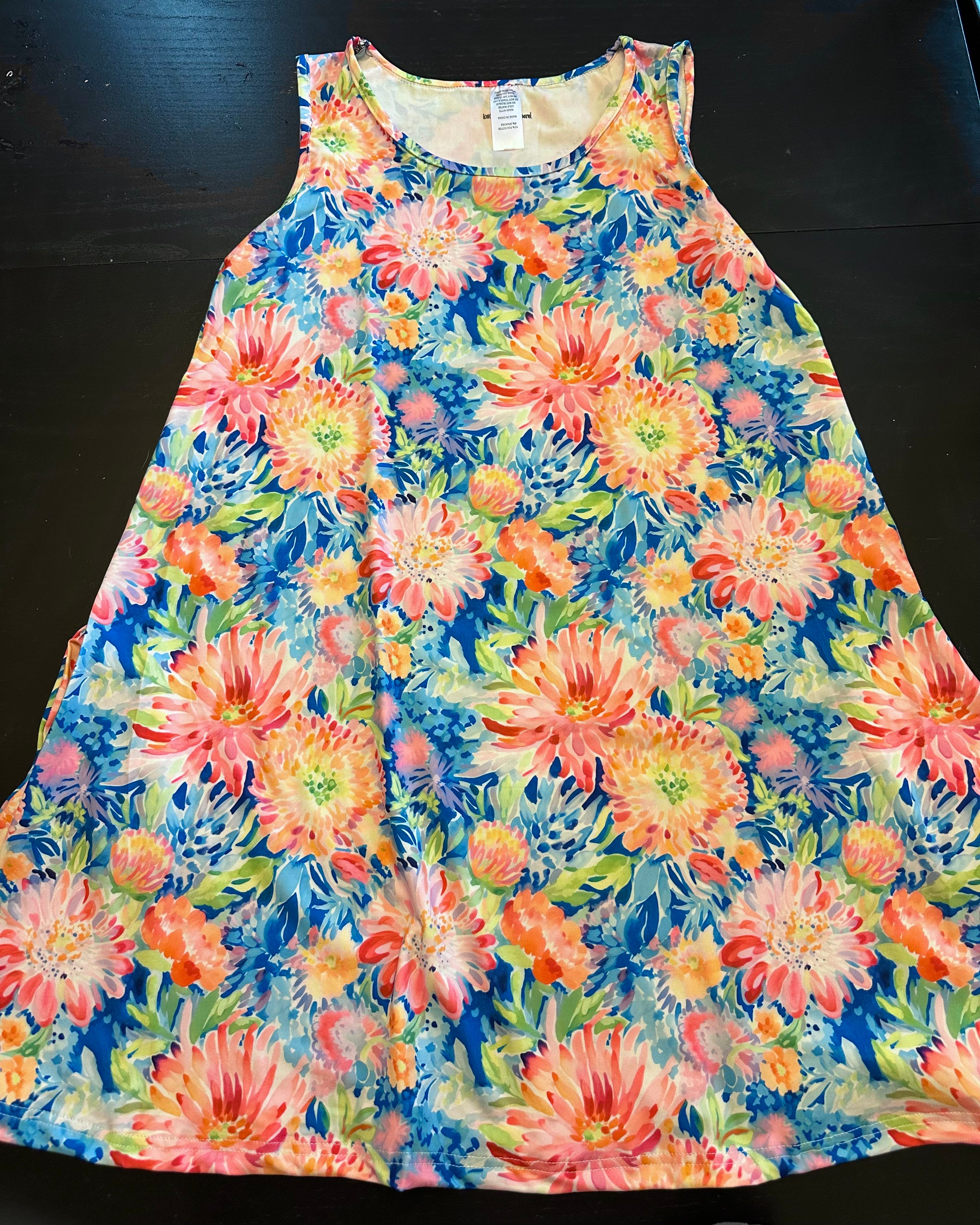 Lilly Spring Floral Sleeveless Dress w/Pockets