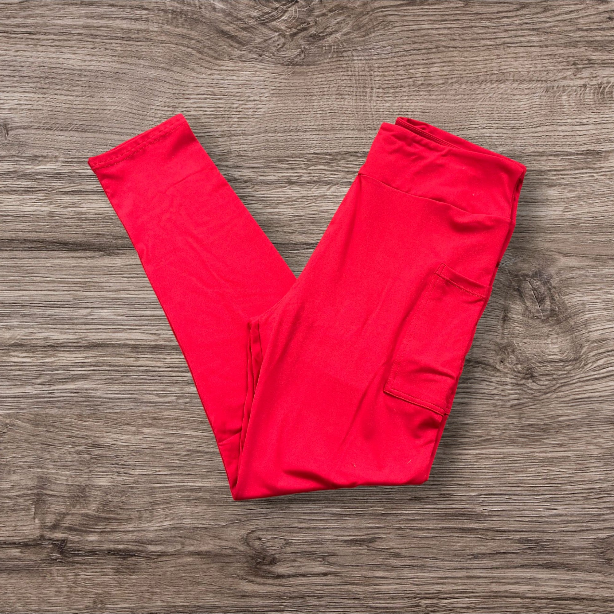 Solid Red W/Pockets Leggings