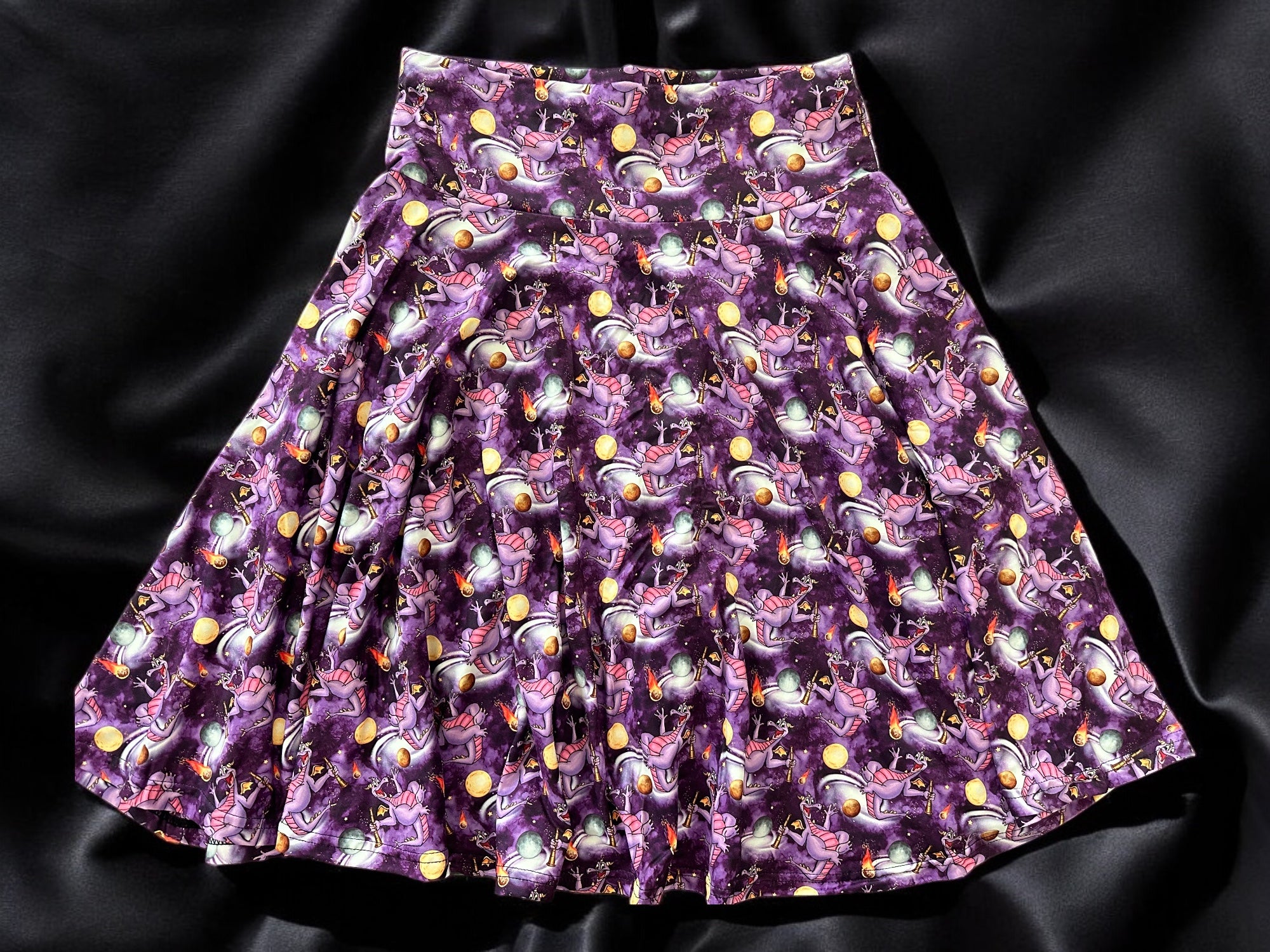 Purple Dragon Swing Skirt with Pockets