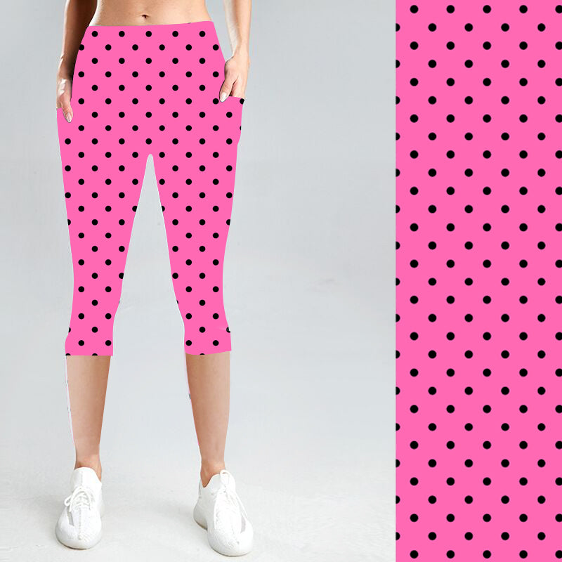 Pink Polka Dots with Side Pocket Leggings