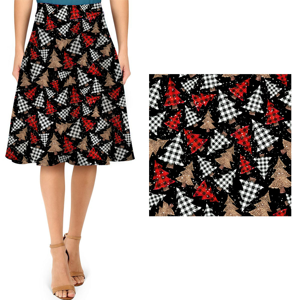 Trendy Trees Swing Skirt with Pockets